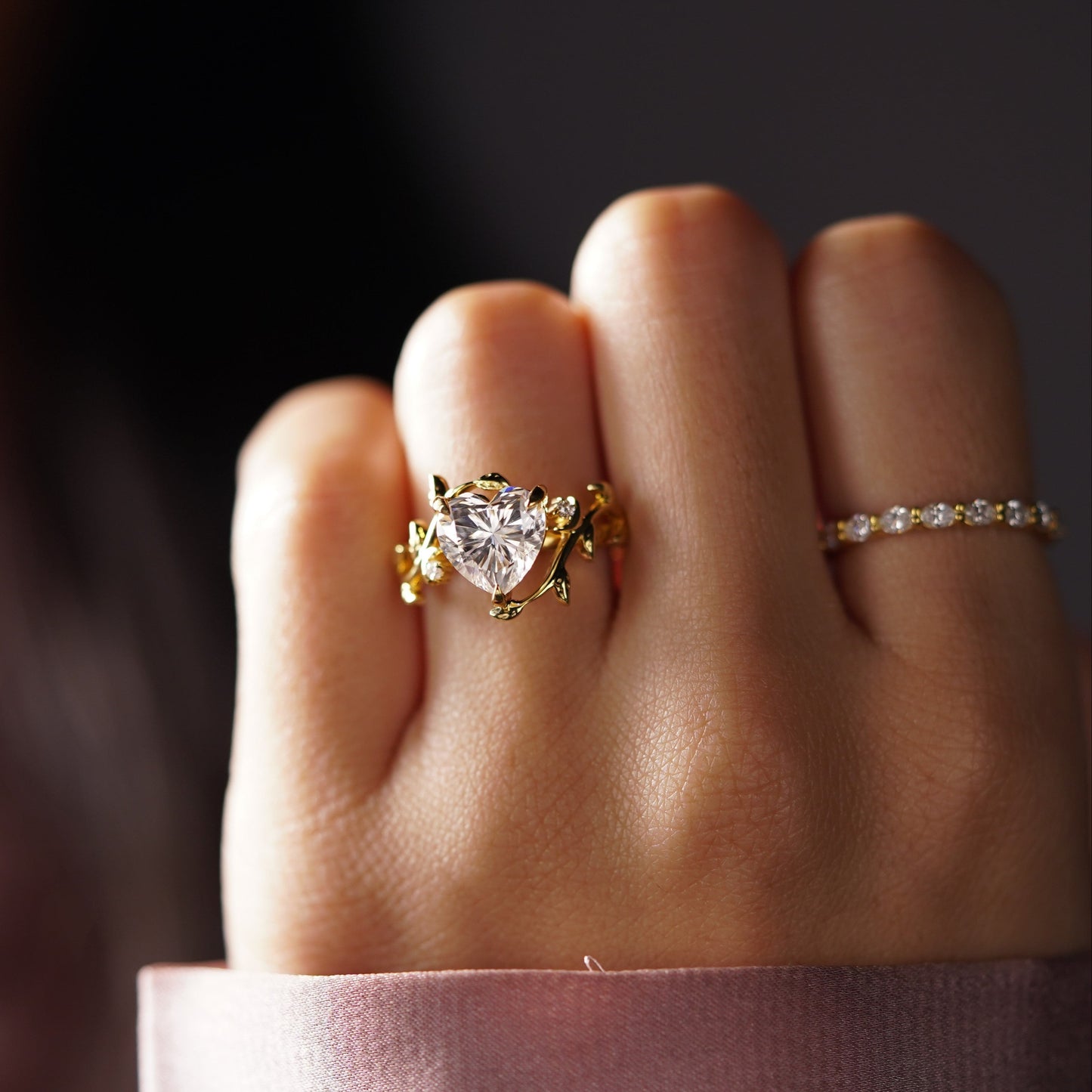 Heart Cut Nature Inspired Lab-Grown Diamond Engagement Ring