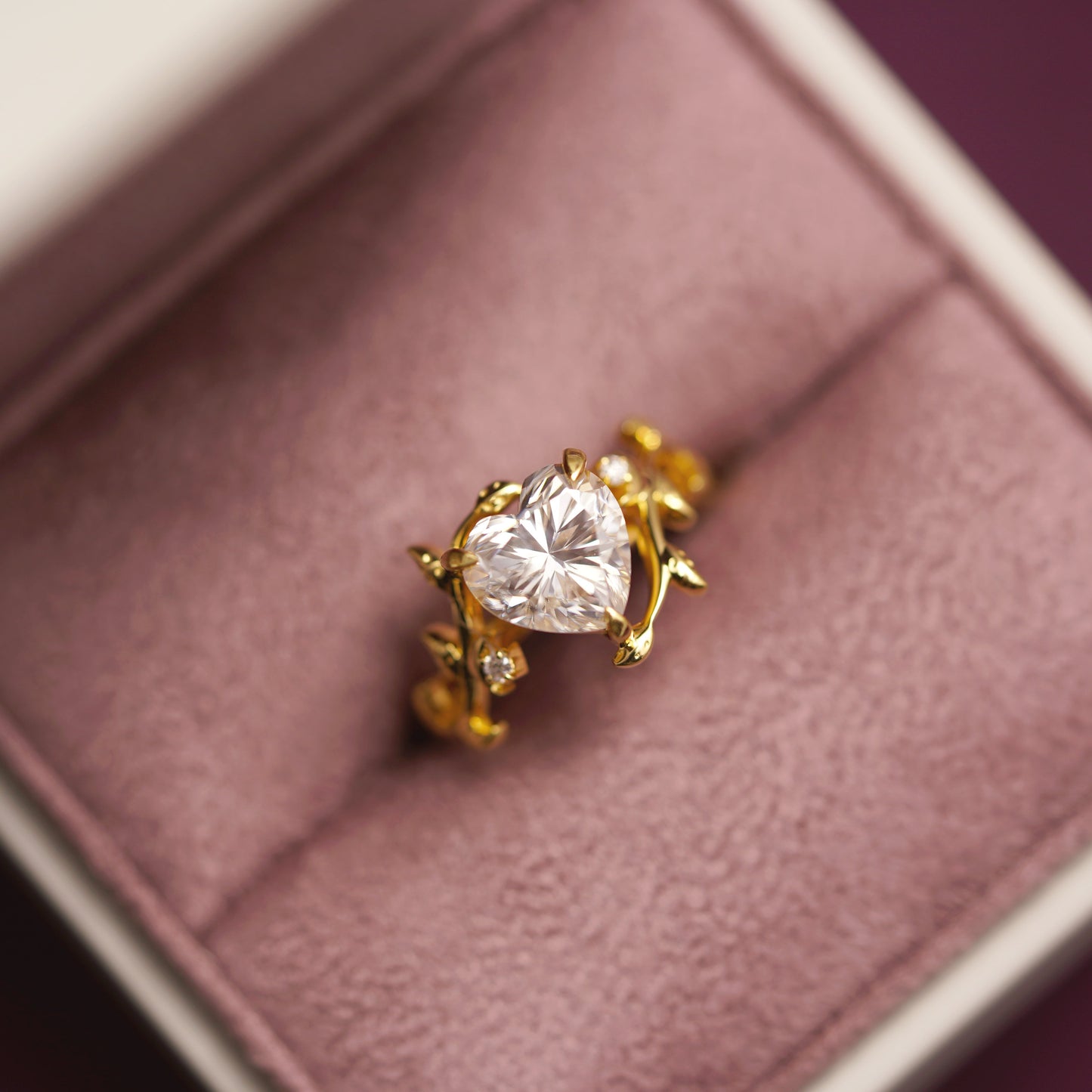 Heart Cut Nature Inspired Lab-Grown Diamond Engagement Ring