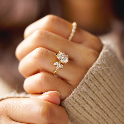 Pear Cut Nature Inspired Lab-Grown Diamond Engagement Ring