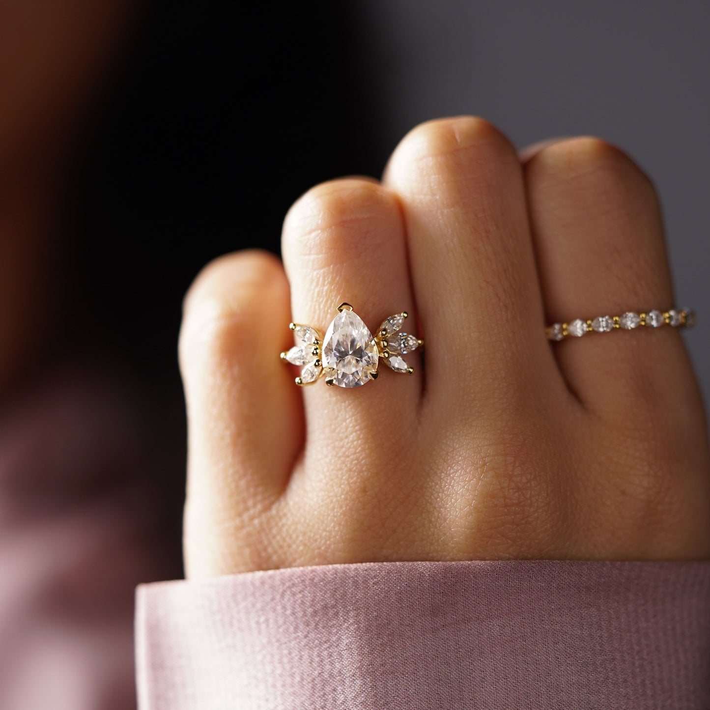 Pear Cut Nature Inspired Lab-Grown Diamond Engagement Ring