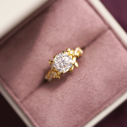 Cushion Cut Nature Inspired Lab-Grown Diamond Engagement Ring