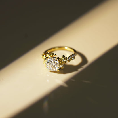 Cushion Cut Nature Inspired Lab-Grown Diamond Engagement Ring