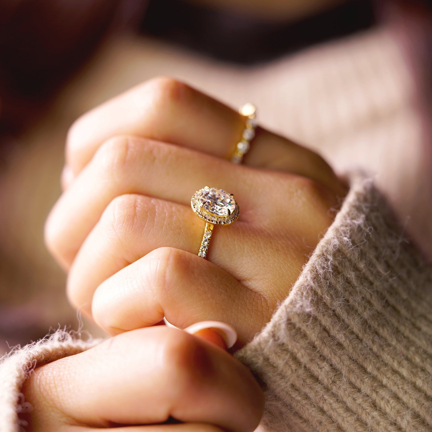 Round Cut Halo & Pave Lab-Grown Diamond Engagement Ring