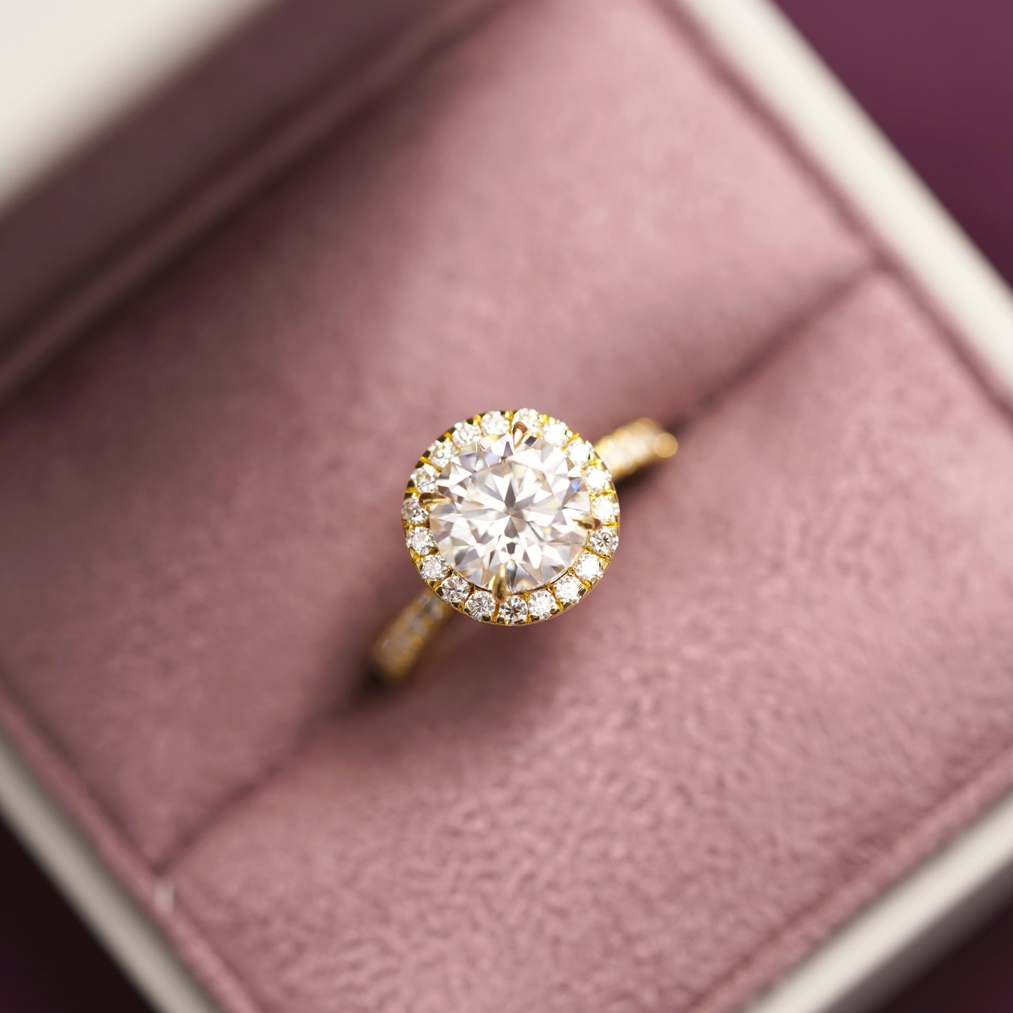 Round Cut Halo & Pave Lab-Grown Diamond Engagement Ring