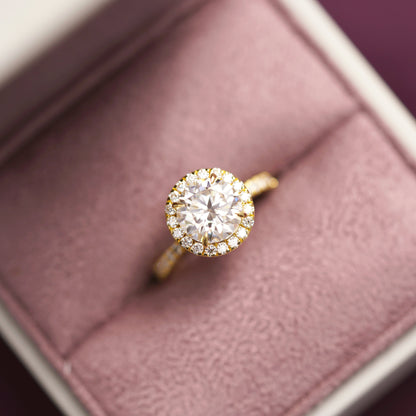 Round Cut Halo & Pave Lab-Grown Diamond Engagement Ring