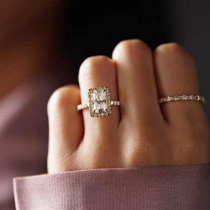 Radiant Cut Halo & Pave Lab-Grown Diamond Engagement Ring