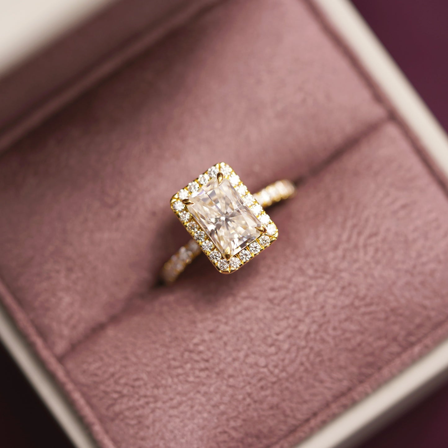 Radiant Cut Halo & Pave Lab-Grown Diamond Engagement Ring