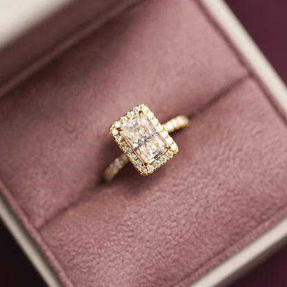 Radiant Cut Halo & Pave Lab-Grown Diamond Engagement Ring