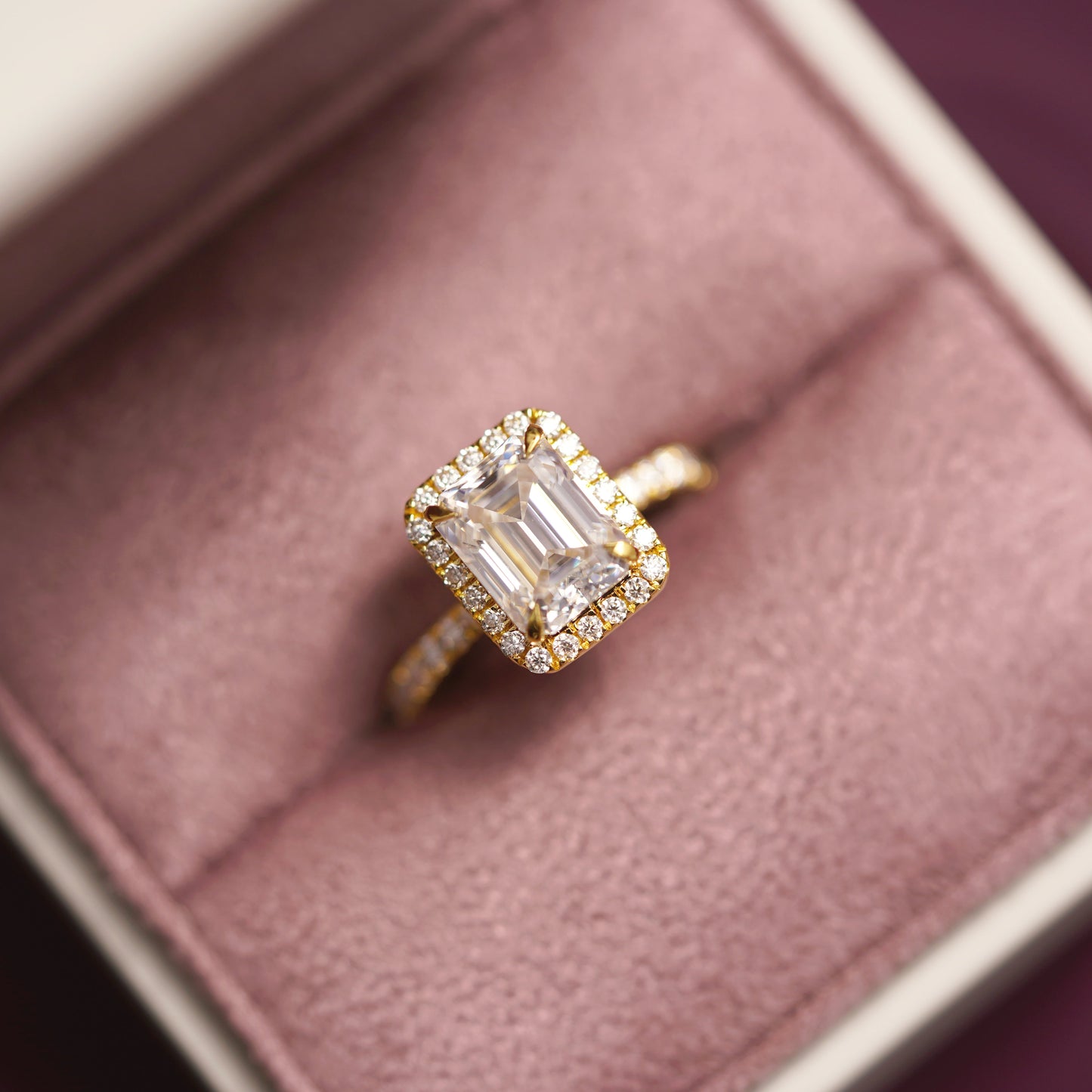 Emerald Cut Halo & Pave Lab-Grown Diamond Engagement Ring