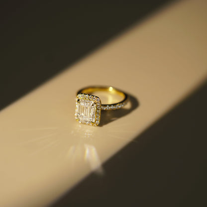Emerald Cut Halo & Pave Lab-Grown Diamond Engagement Ring