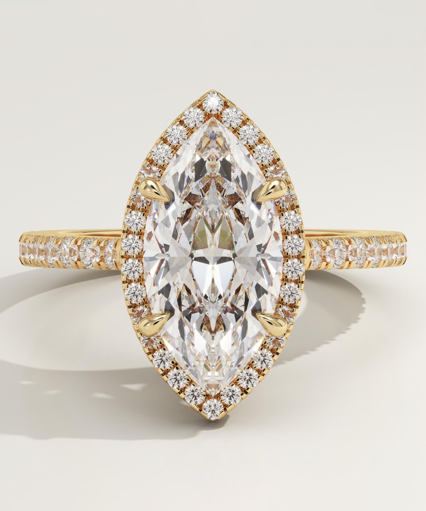Marquise Cut Halo & Pave Cathedral Lab-Grown Diamond Engagement Ring