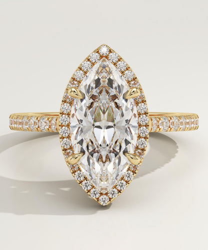 Marquise Cut Halo & Pave Cathedral Lab-Grown Diamond Engagement Ring