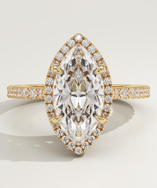 Marquise Cut Halo & Pave Cathedral Lab-Grown Diamond Engagement Ring