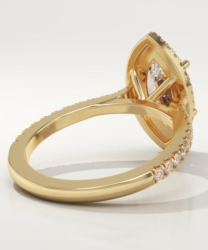 Marquise Cut Halo & Pave Cathedral Lab-Grown Diamond Engagement Ring
