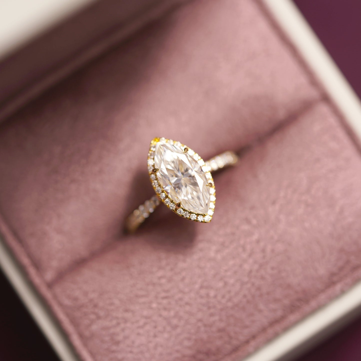 Marquise Cut Halo & Pave Cathedral Lab-Grown Diamond Engagement Ring