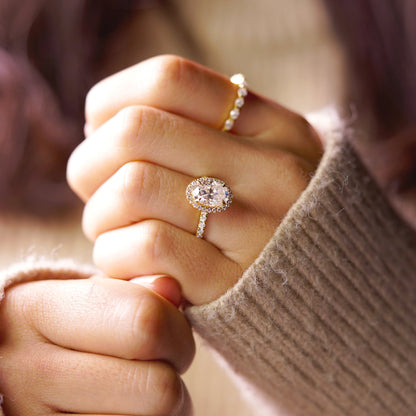Oval Cut Halo & Pave Lab-Grown Diamond Engagement Ring