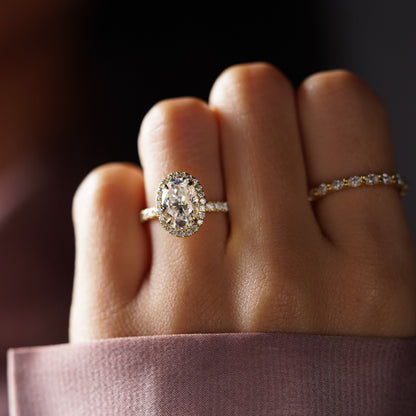 Oval Cut Halo & Pave Lab-Grown Diamond Engagement Ring