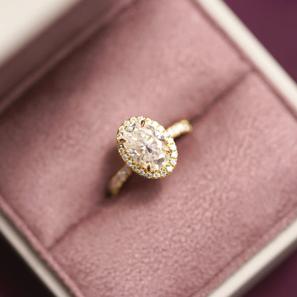 Oval Cut Halo & Pave Lab-Grown Diamond Engagement Ring