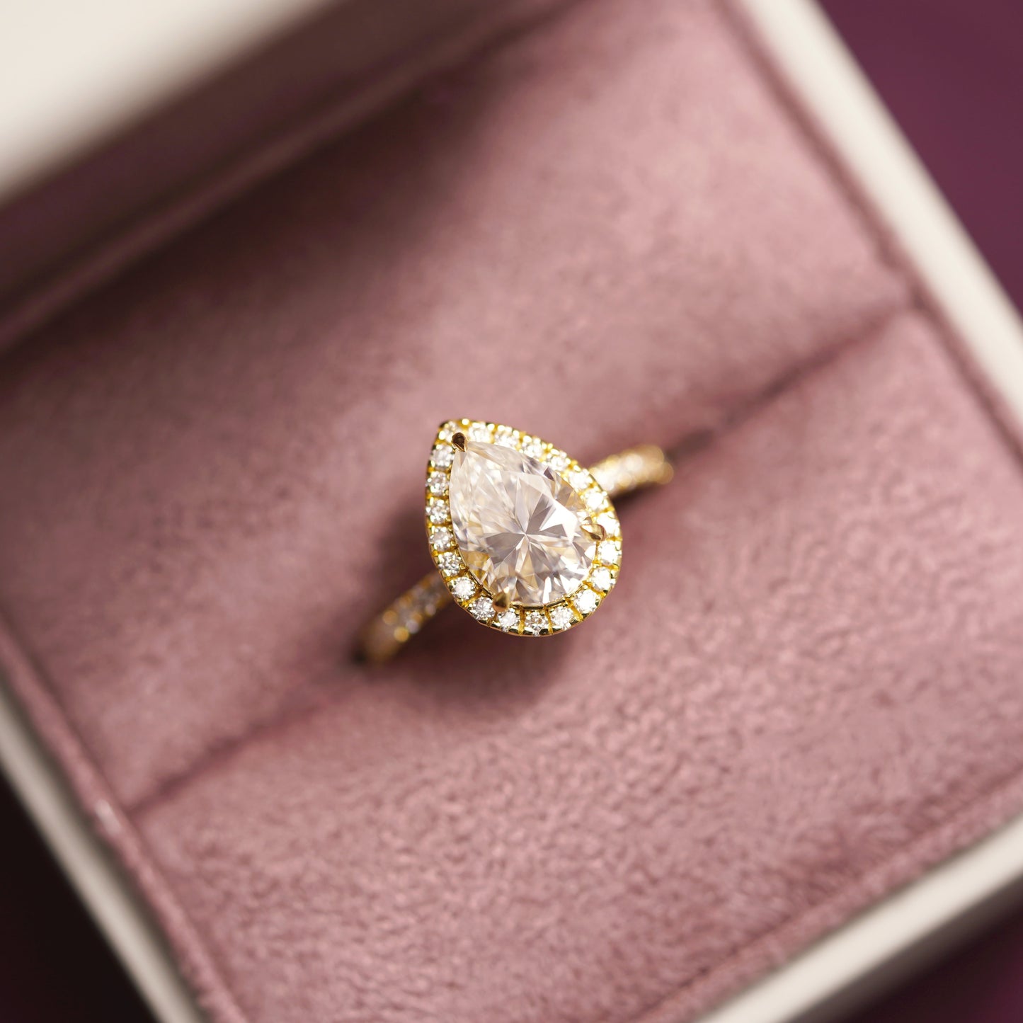 Pear Cut Halo & Pave Lab-Grown Diamond Engagement Ring