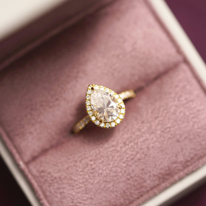 Pear Cut Halo & Pave Lab-Grown Diamond Engagement Ring