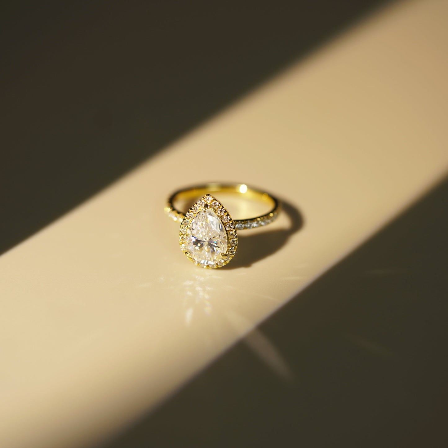 Pear Cut Halo & Pave Lab-Grown Diamond Engagement Ring