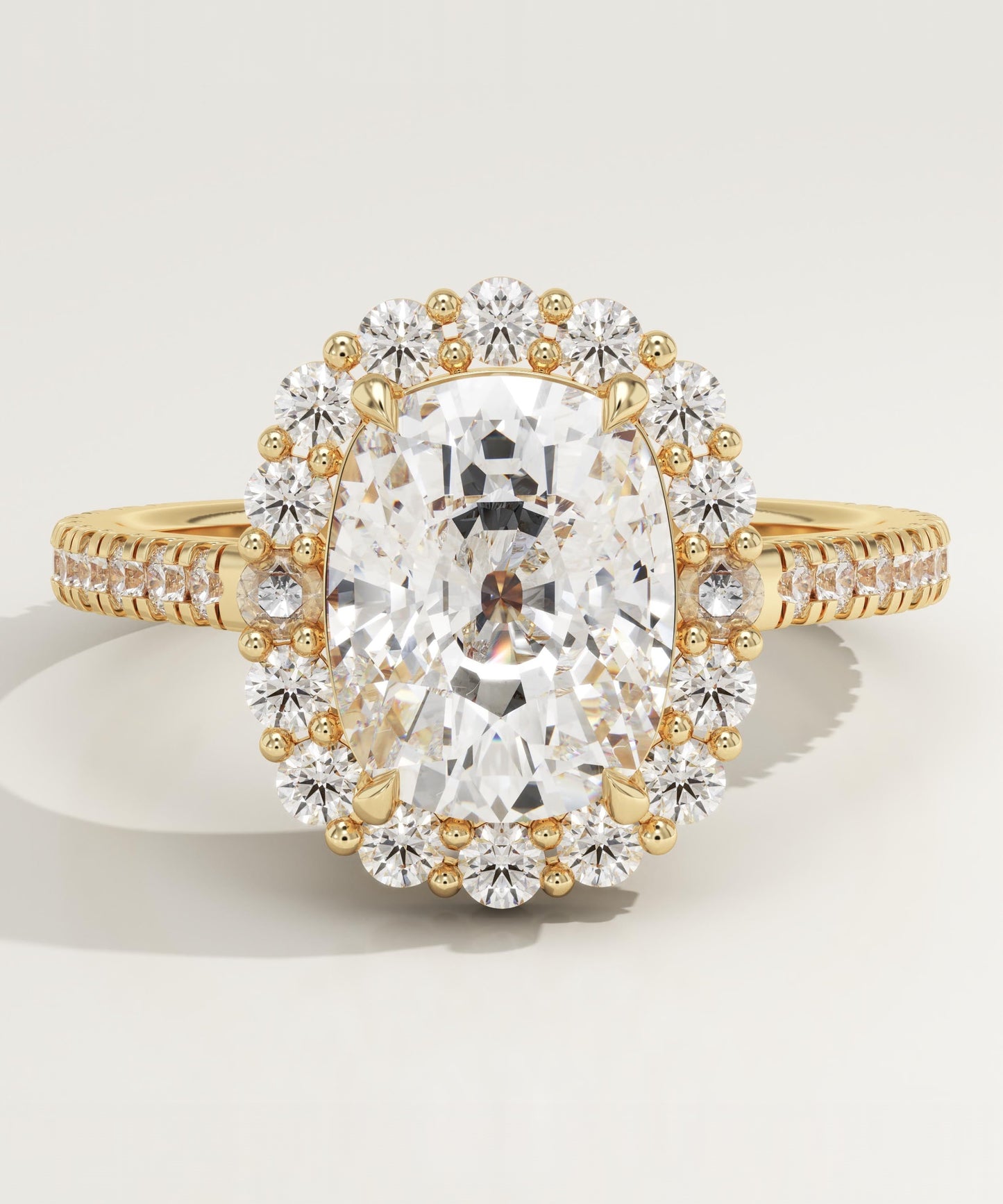 Elongated Cushion Cut Halo & Pave Lab-Grown Diamond Engagement Ring