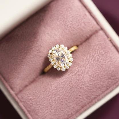 Elongated Cushion Cut Halo & Pave Lab-Grown Diamond Engagement Ring