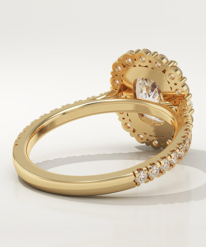 Elongated Cushion Cut Halo & Pave Lab-Grown Diamond Engagement Ring