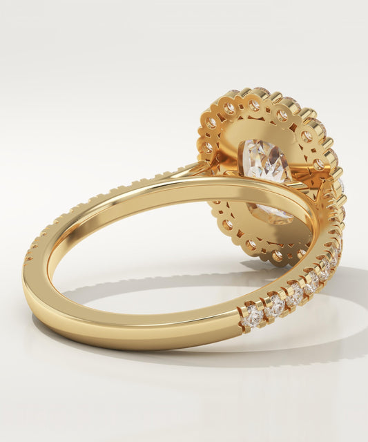 Elongated Cushion Cut Halo & Pave Lab-Grown Diamond Engagement Ring