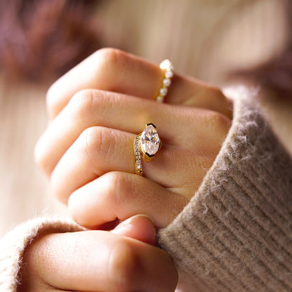 Marquise Cut Semi Pave Lab-Grown Diamond Engagement Ring
