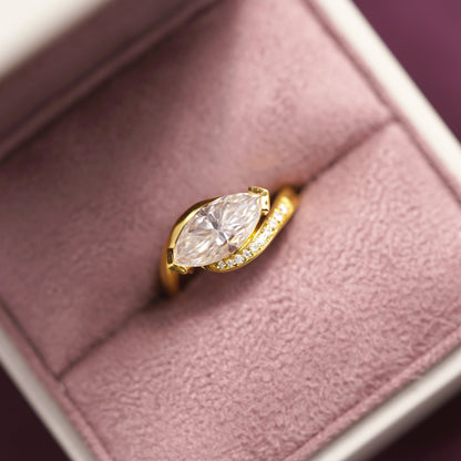 Marquise Cut Semi Pave Lab-Grown Diamond Engagement Ring