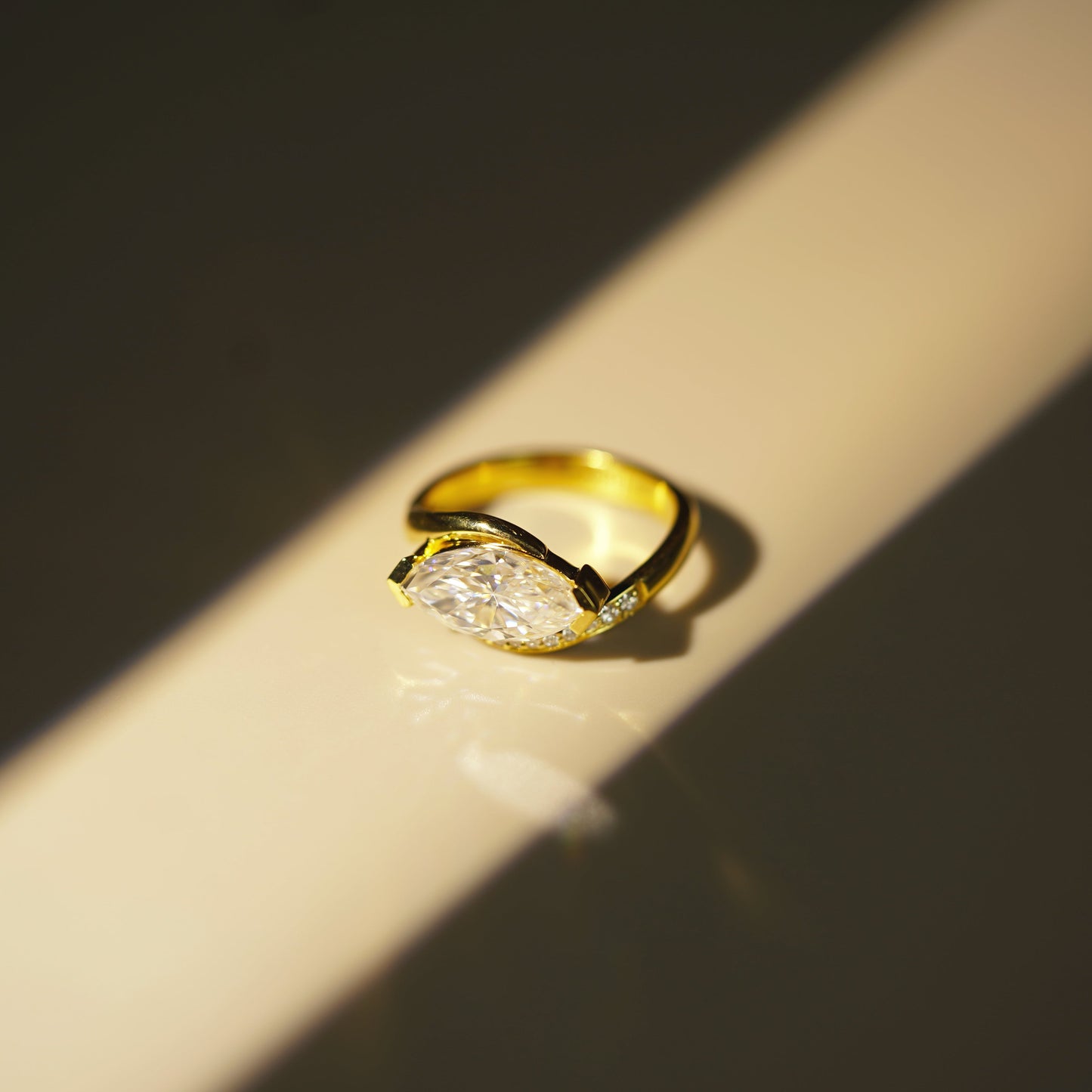 Marquise Cut Semi Pave Lab-Grown Diamond Engagement Ring