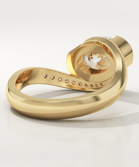 Oval Cut Semi Pave Lab-Grown Diamond Engagement Ring