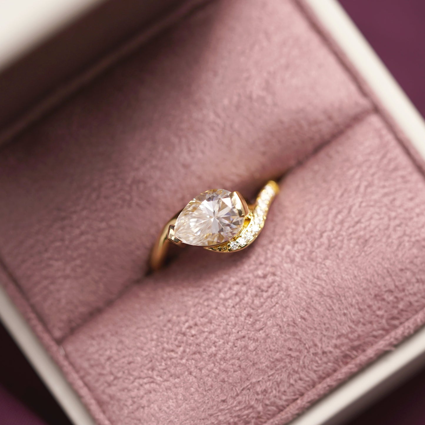 Pear Cut Semi Pave Lab-Grown Diamond Engagement Ring