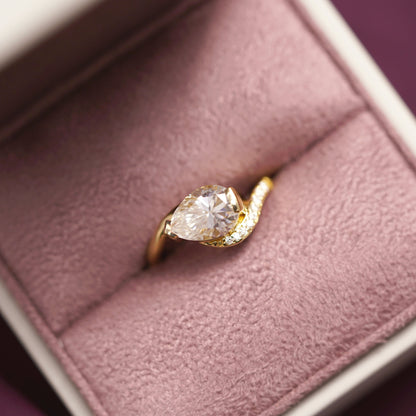 Pear Cut Semi Pave Lab-Grown Diamond Engagement Ring