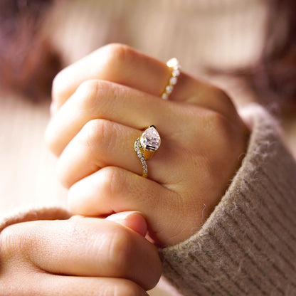 Pear Cut Semi Pave Lab-Grown Diamond Engagement Ring