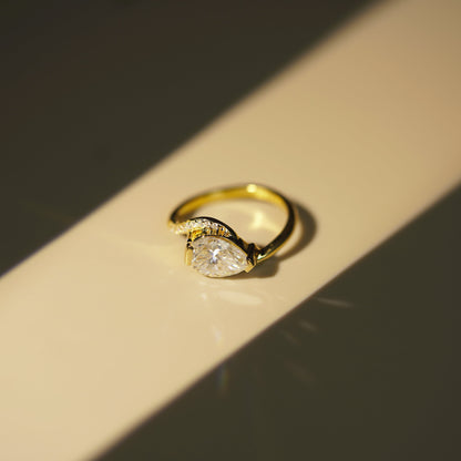 Pear Cut Semi Pave Lab-Grown Diamond Engagement Ring
