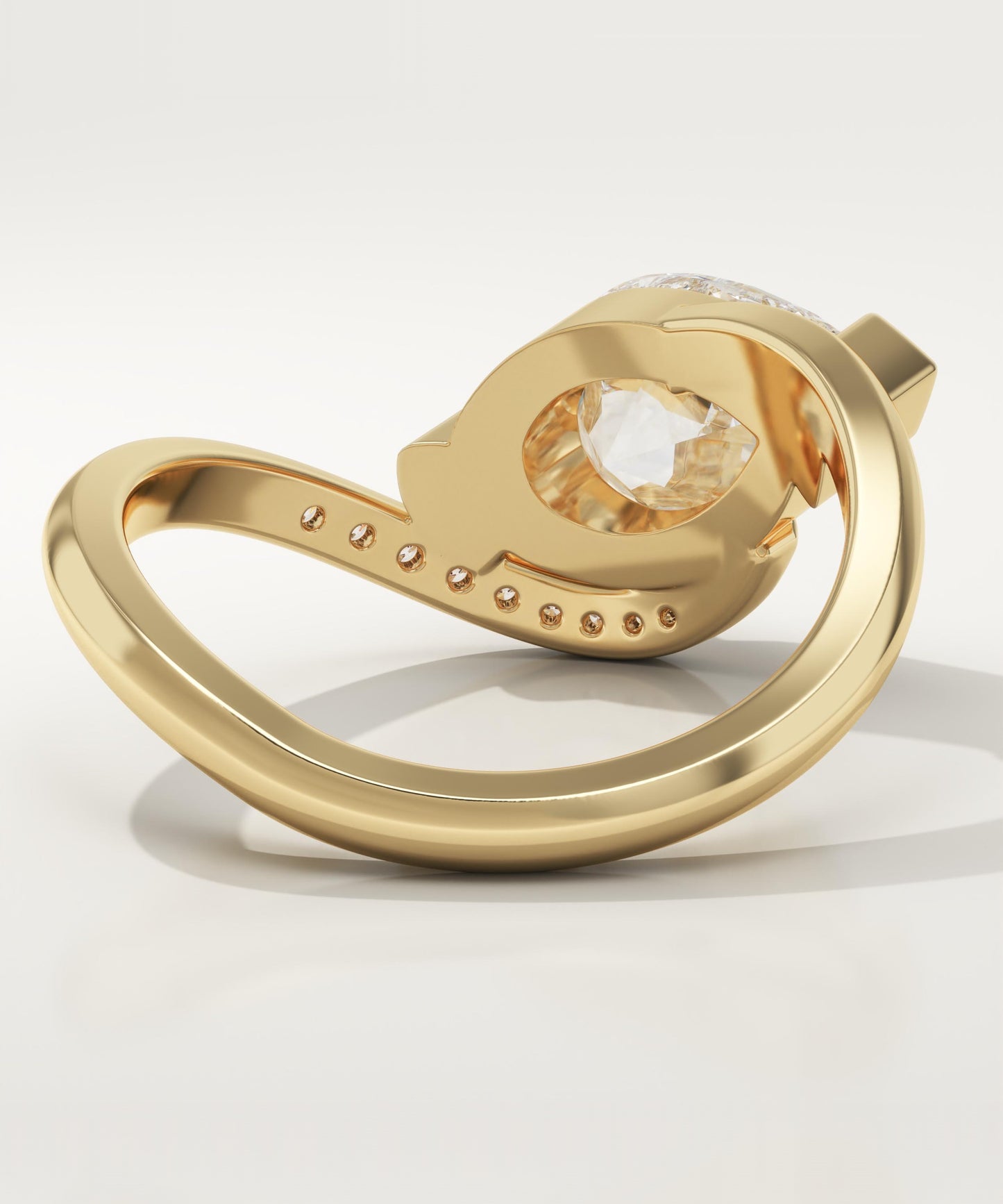 Pear Cut Semi Pave Lab-Grown Diamond Engagement Ring