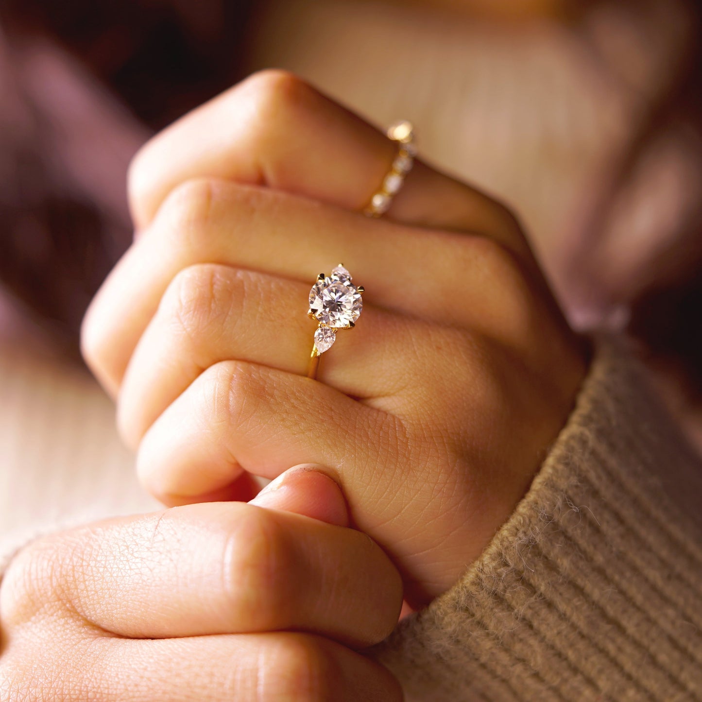 Round Cut Three Stone Lab-Grown Diamond Engagement Ring