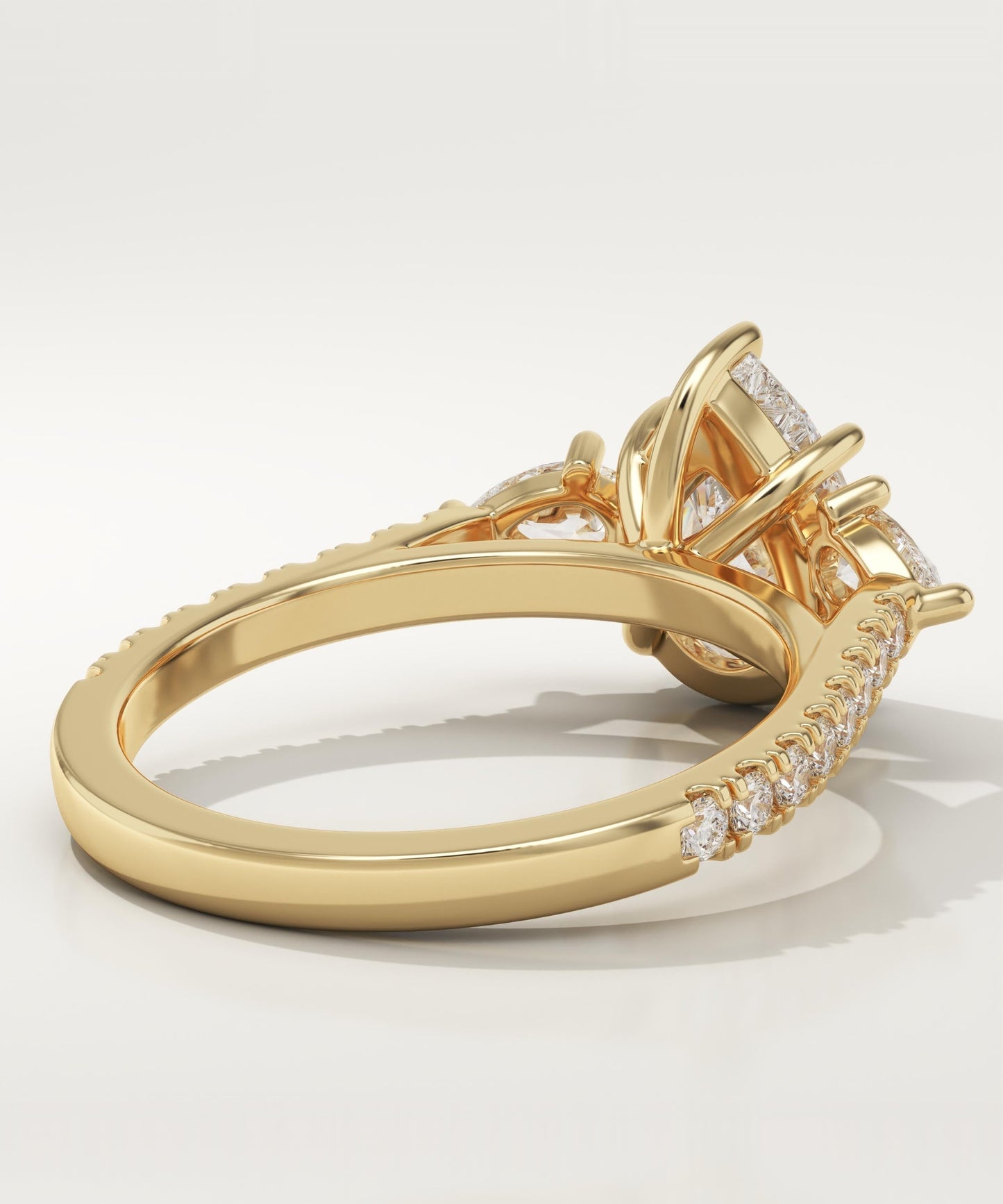 Pear Cut Three Stone & Pave Lab-Grown Diamond Engagement Ring