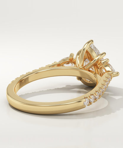 Pear Cut Three Stone & Pave Lab-Grown Diamond Engagement Ring