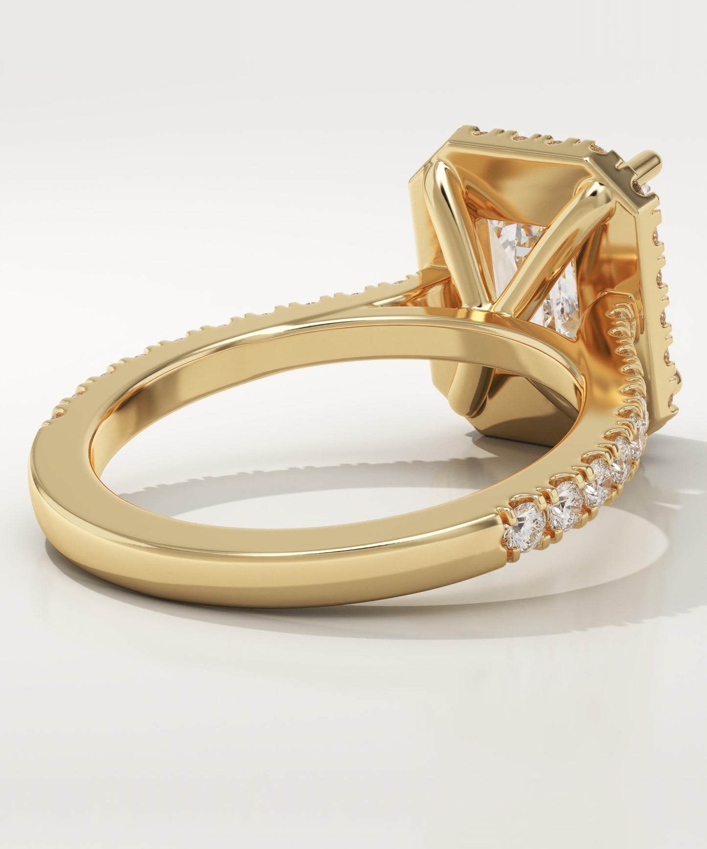 Emerald Cut Halo & Pave Cathedral Lab-Grown Diamond Engagement Ring