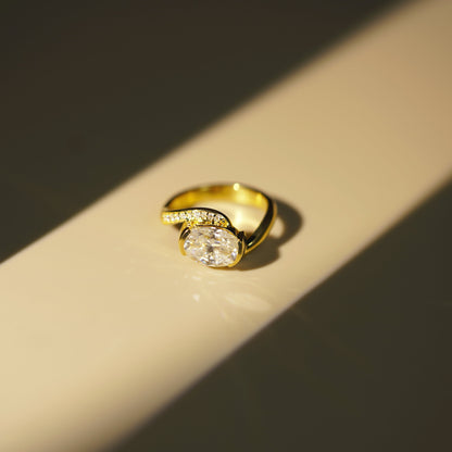 Emerald Cut Halo & Pave Cathedral Lab-Grown Diamond Engagement Ring