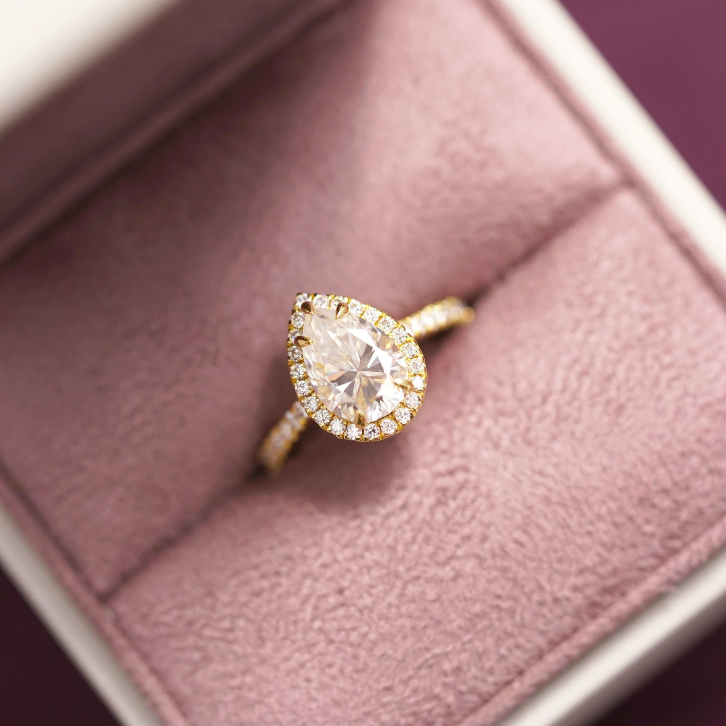 Pear Cut Halo & Pave Cathedral Lab-Grown Diamond Engagement Ring