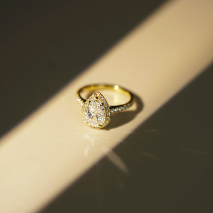 Pear Cut Halo & Pave Cathedral Lab-Grown Diamond Engagement Ring