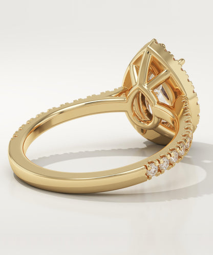 Pear Cut Halo & Pave Cathedral Lab-Grown Diamond Engagement Ring