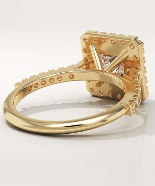 Princess Cut Halo & Pave Cathedral Lab-Grown Diamond Engagement Ring
