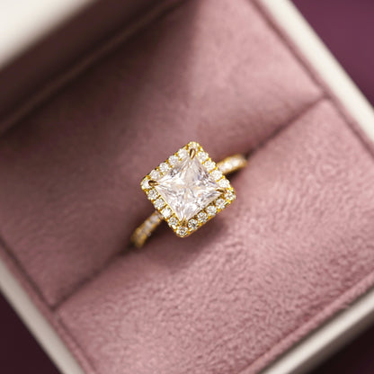 Princess Cut Halo & Pave Cathedral Lab-Grown Diamond Engagement Ring