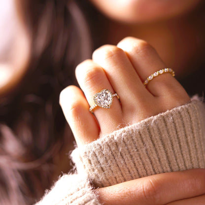 Heart Cut Halo & Pave Cathedral Lab-Grown Diamond Engagement Ring