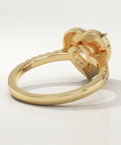 Heart Cut Halo & Pave Cathedral Lab-Grown Diamond Engagement Ring